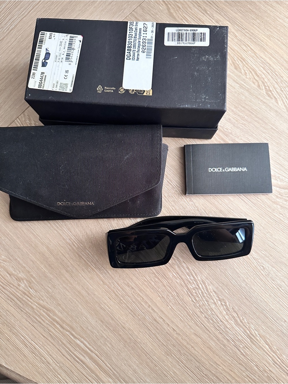 Dolce & Gabbana Men’s Glossy Black Rectangular Sunglasses